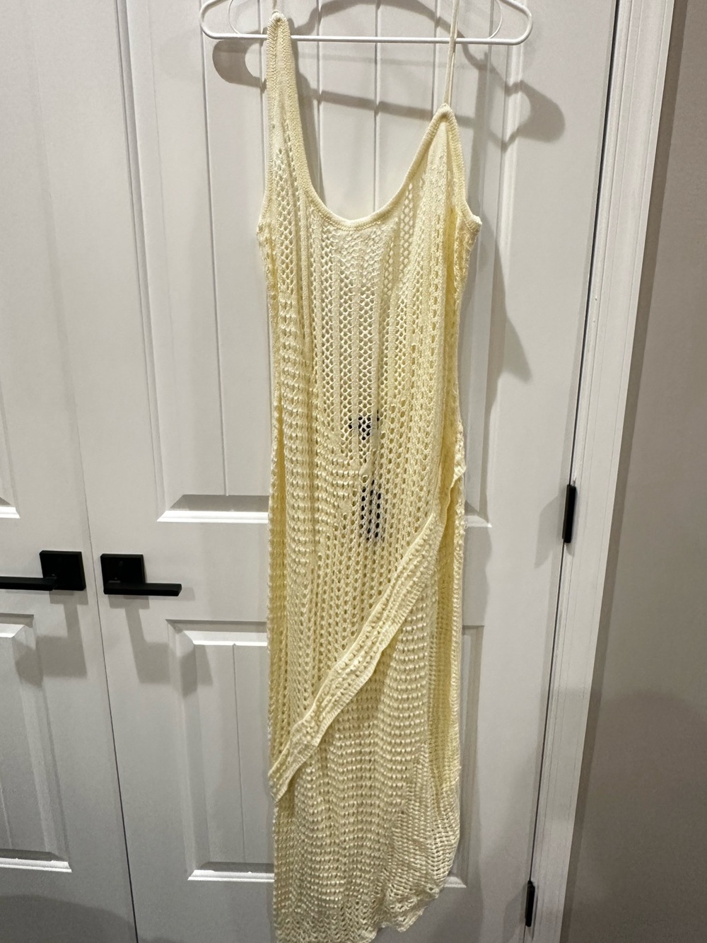 PrettyLittleThing Pale Yellow Crochet Slip Dress